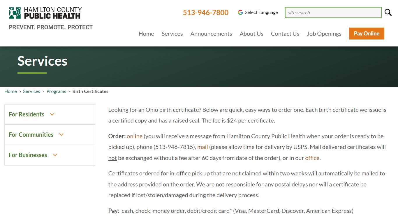 Birth Certificates - Hamilton County Public Health ...
