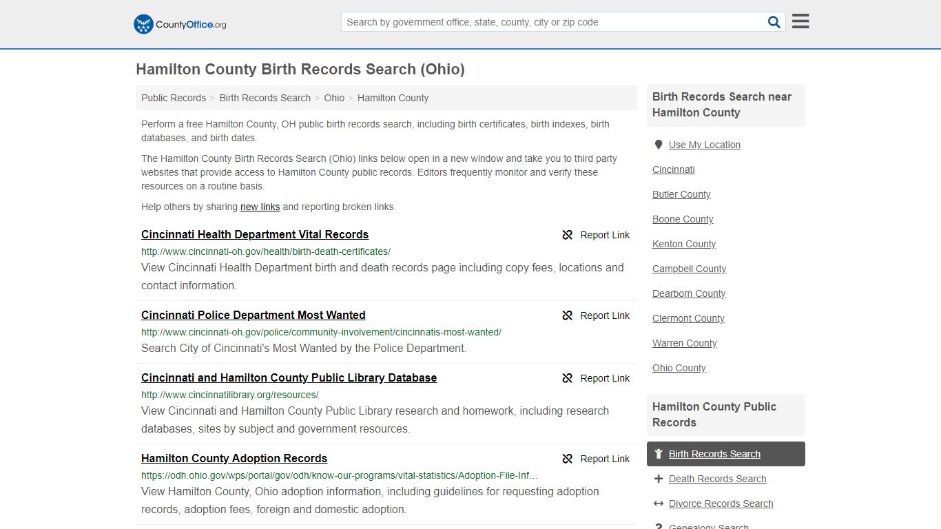 Birth Records Search - Hamilton County, OH (Birth ...