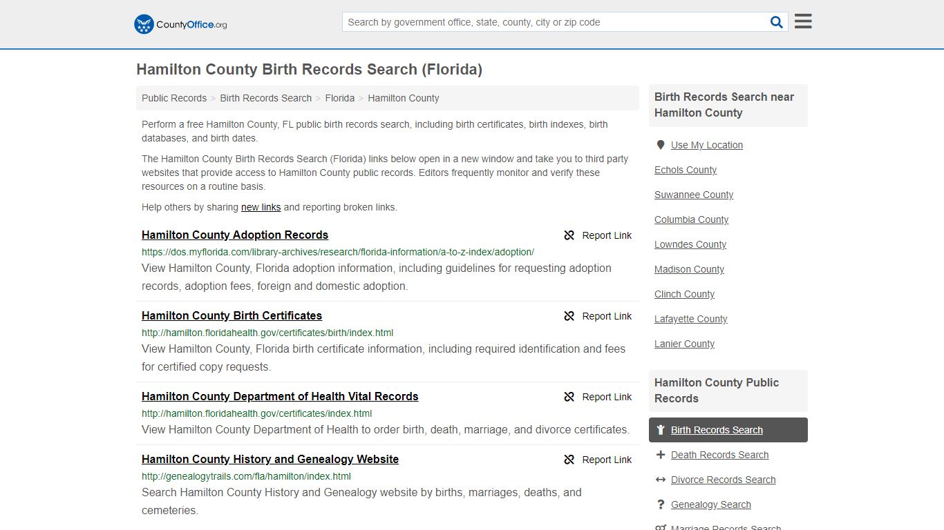 Birth Records Search - Hamilton County, FL (Birth ...