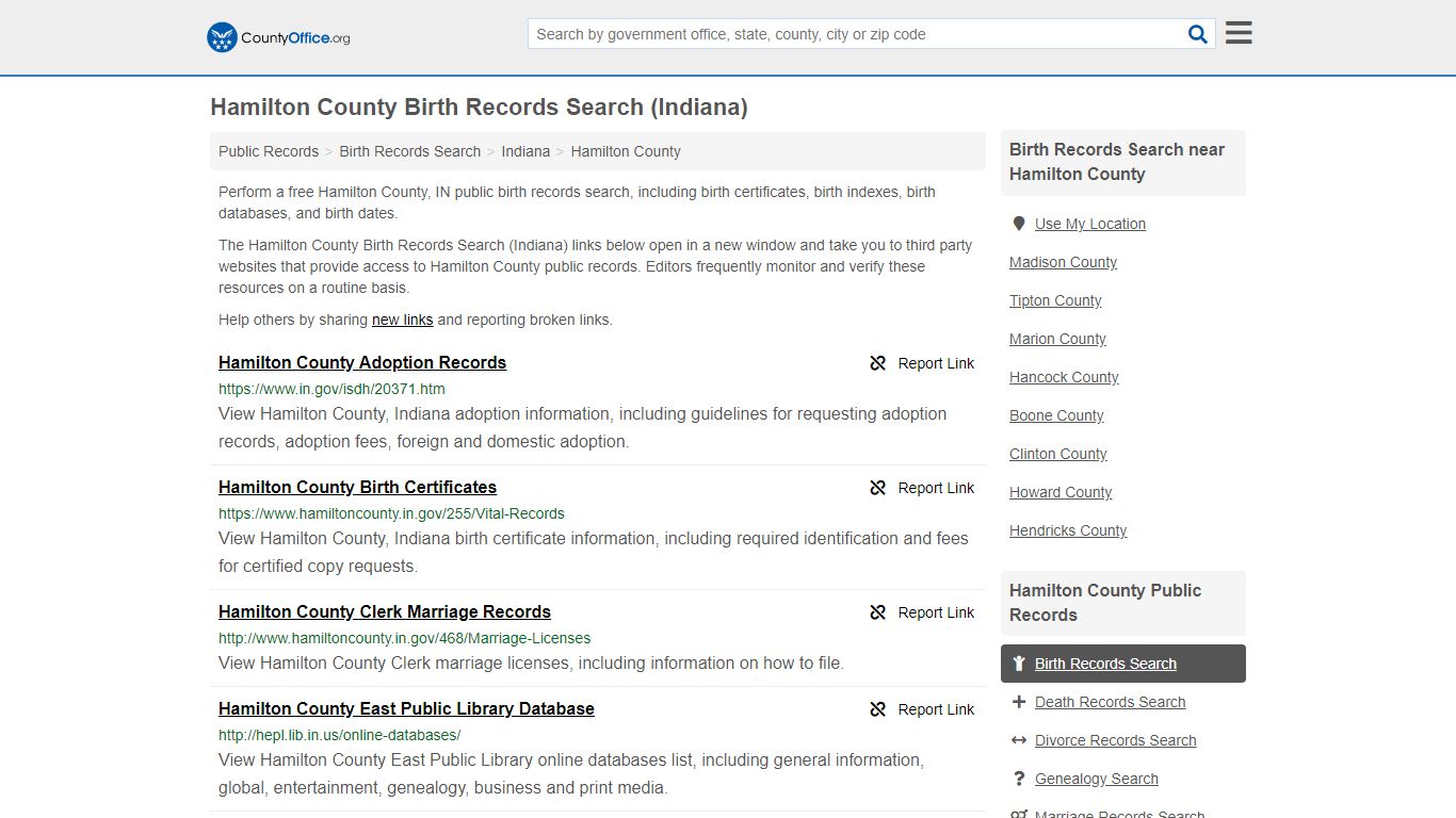 Birth Records Search - Hamilton County, IN (Birth ...
